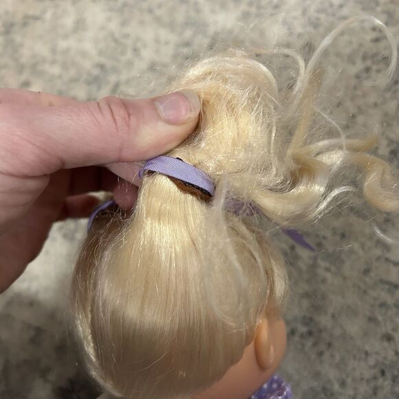 Vintage Simba My Love 90’s Baby Doll Open Close Eyes Blonde Purple Floral READ - Picture 7 of 12